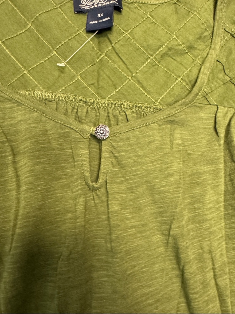 Lucky Brand Olive Green Scoop Neck Tunic Top 3/4 sheeve size 3X - Picture 8 of 9